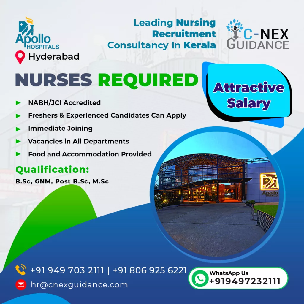 Nursing Recruitment for Apollo Hospitals, Hyderabad