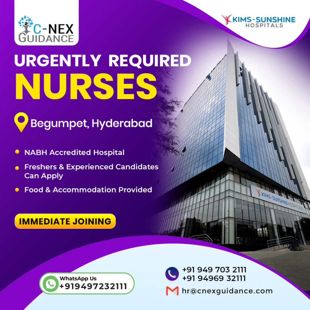 Nursing Recruitment for KIMS-Sunshine Hospital, Hyderabad