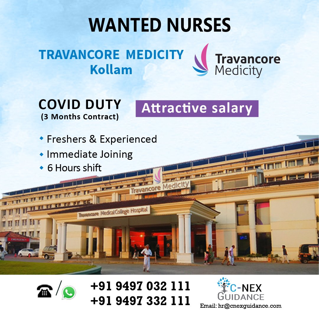 Nursing Recruitment for Travancore Medicity , Kollam - C-Nex