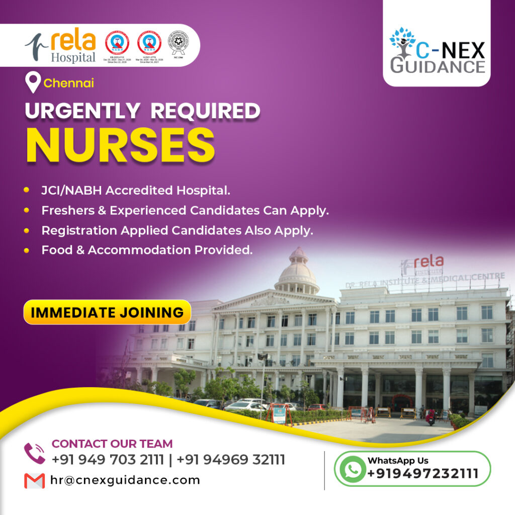 Nursing Recruitment for Dr Rela Institute & Medical Centre, Chennai