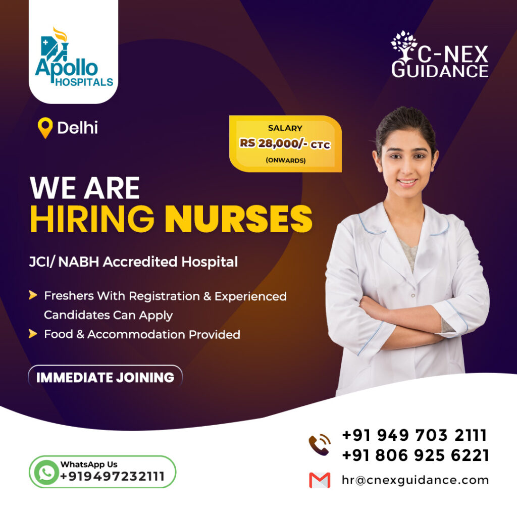 Nursing Recruitment for Indraprastha Apollo Hospitals Delhi