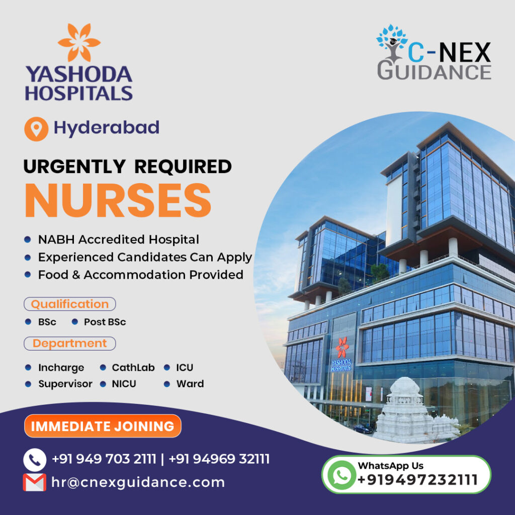 Nursing Recruitment for Yashoda Hospitals, Hyderabad