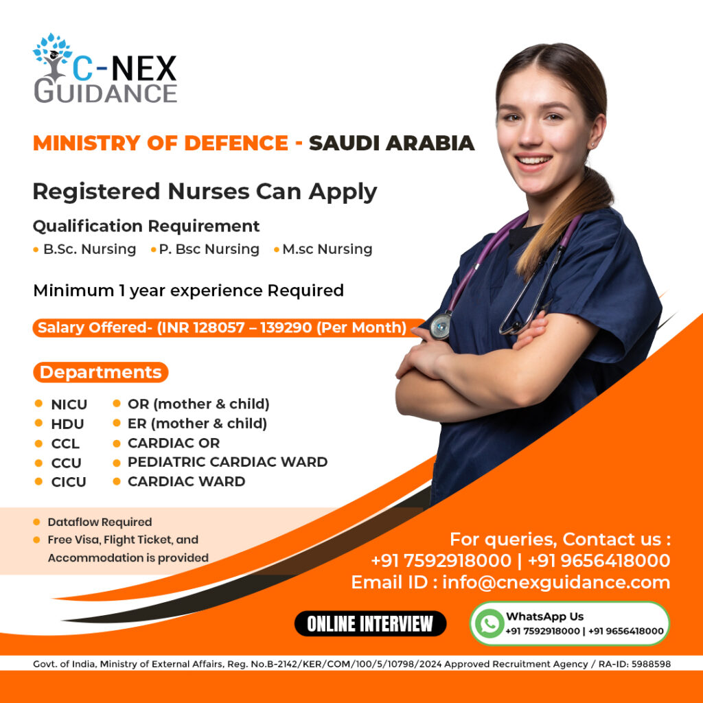 Hiring Nurses to Ministry of Defence Saudi Arabia