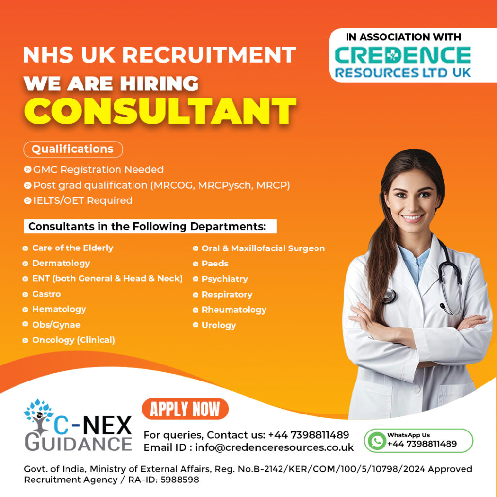 NHS is seeking GMC registered consultants to work in UK