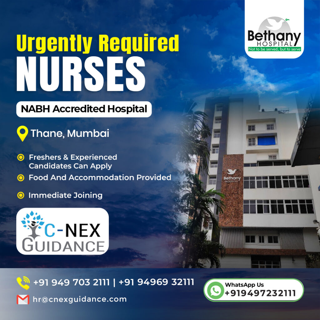 Nursing Recruitment for Bethany Hospital, Thane, Mumbai