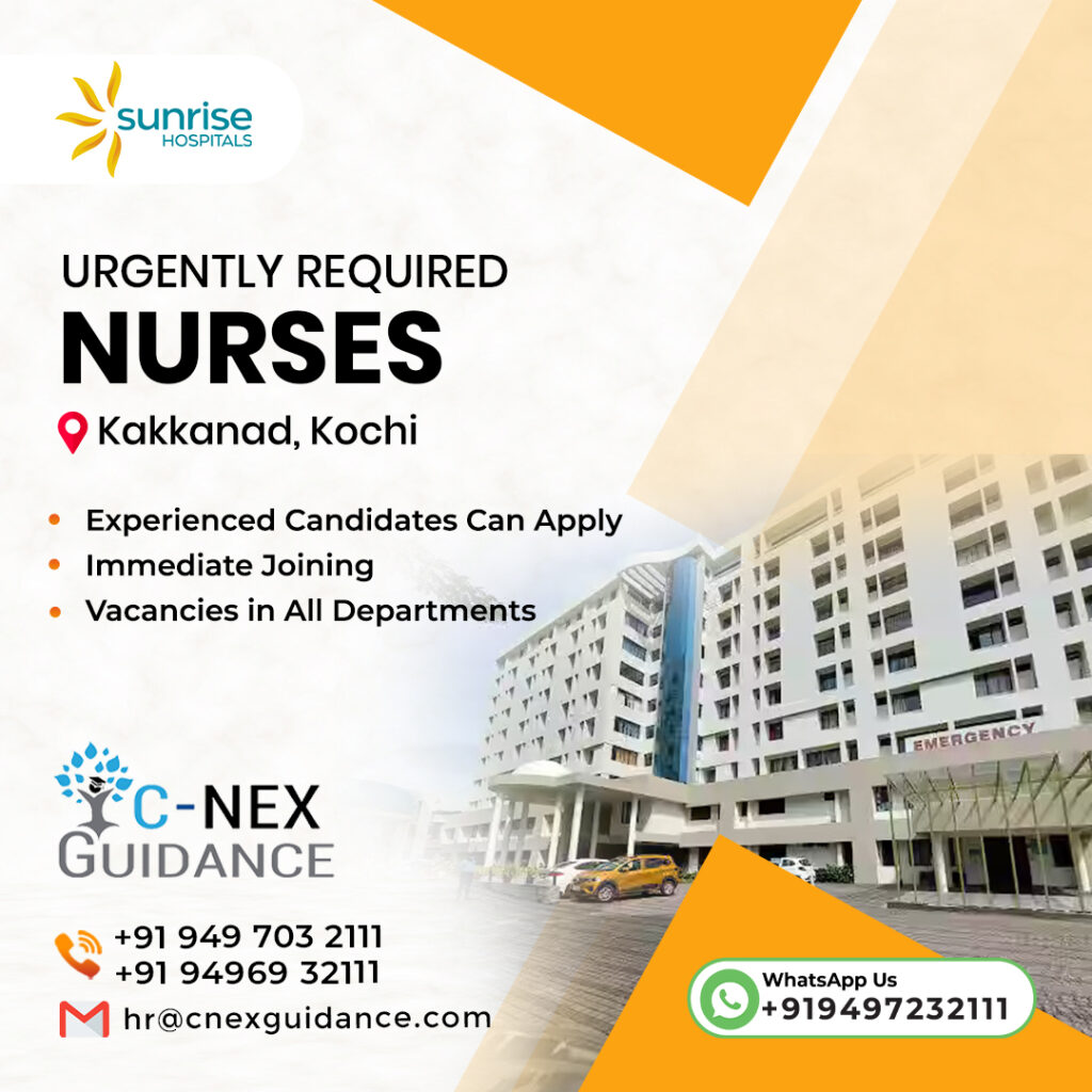 Nursing Recruitment for Sunrise Hospital, Kakkanad