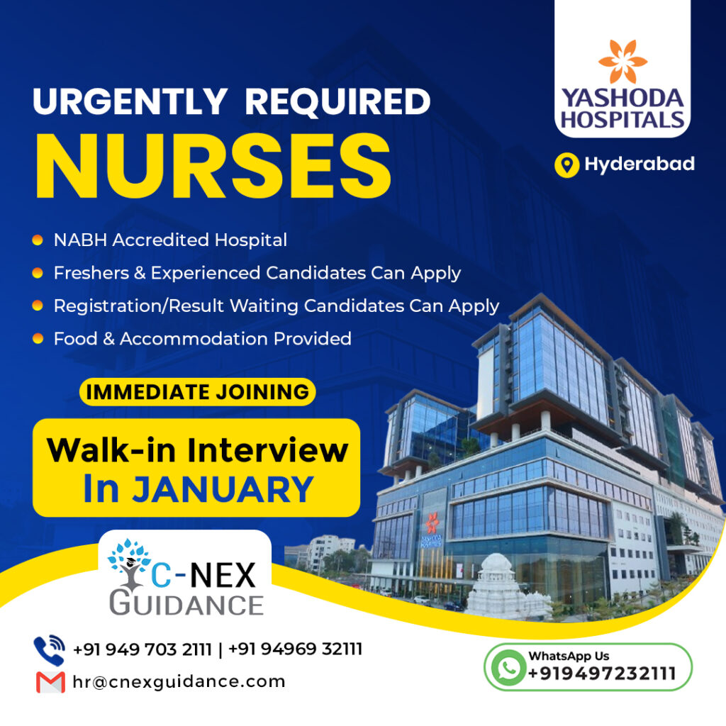 Nursing Recruitment for Yashoda Hospitals, Hyderabad - Walk In Interview at Kottayam